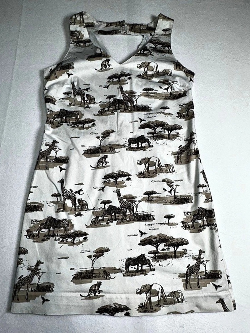 Banana Republic Animal Print Mini Dress in White & Brown Size 10